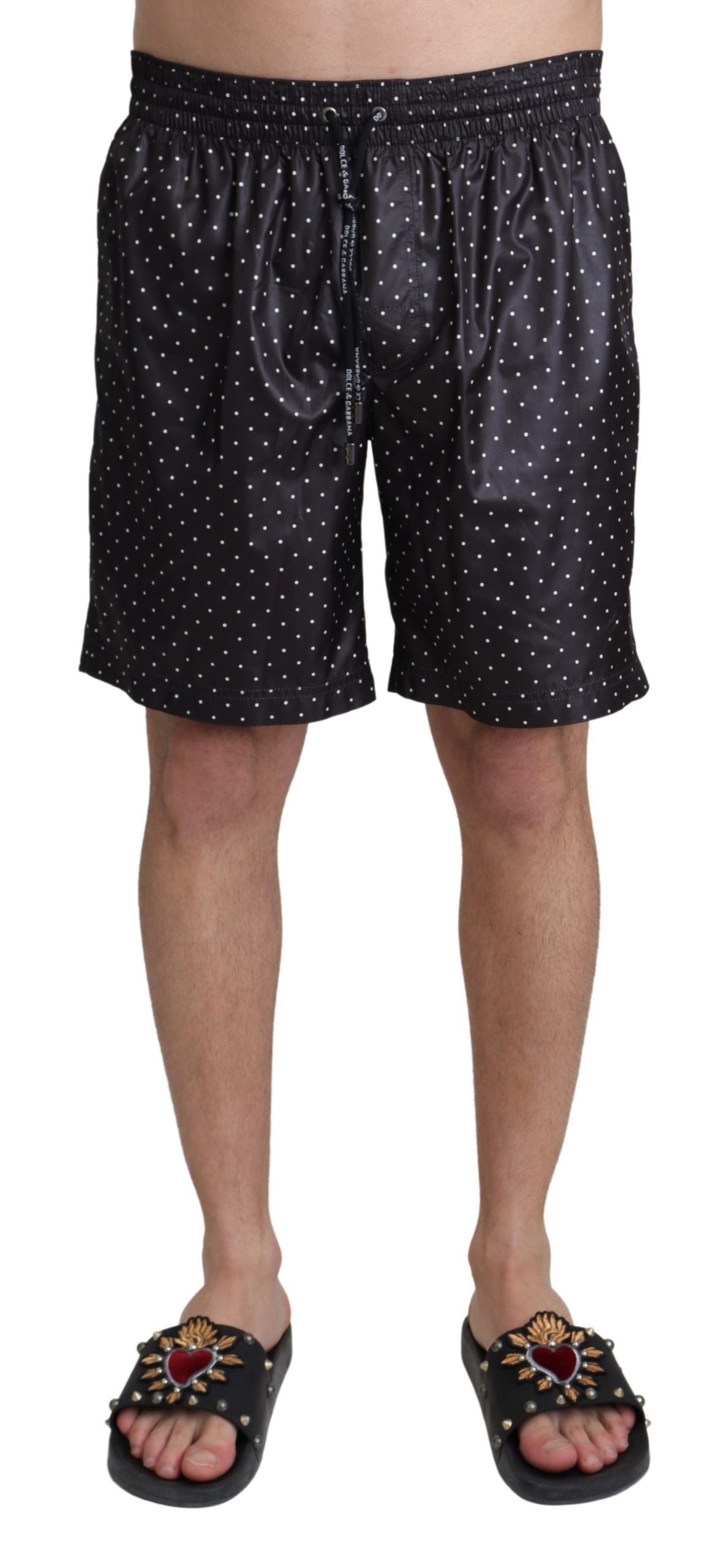 Dolce & Gabbana Chic Black Polka Dot Men's Swim Trunks Dolce & Gabbana