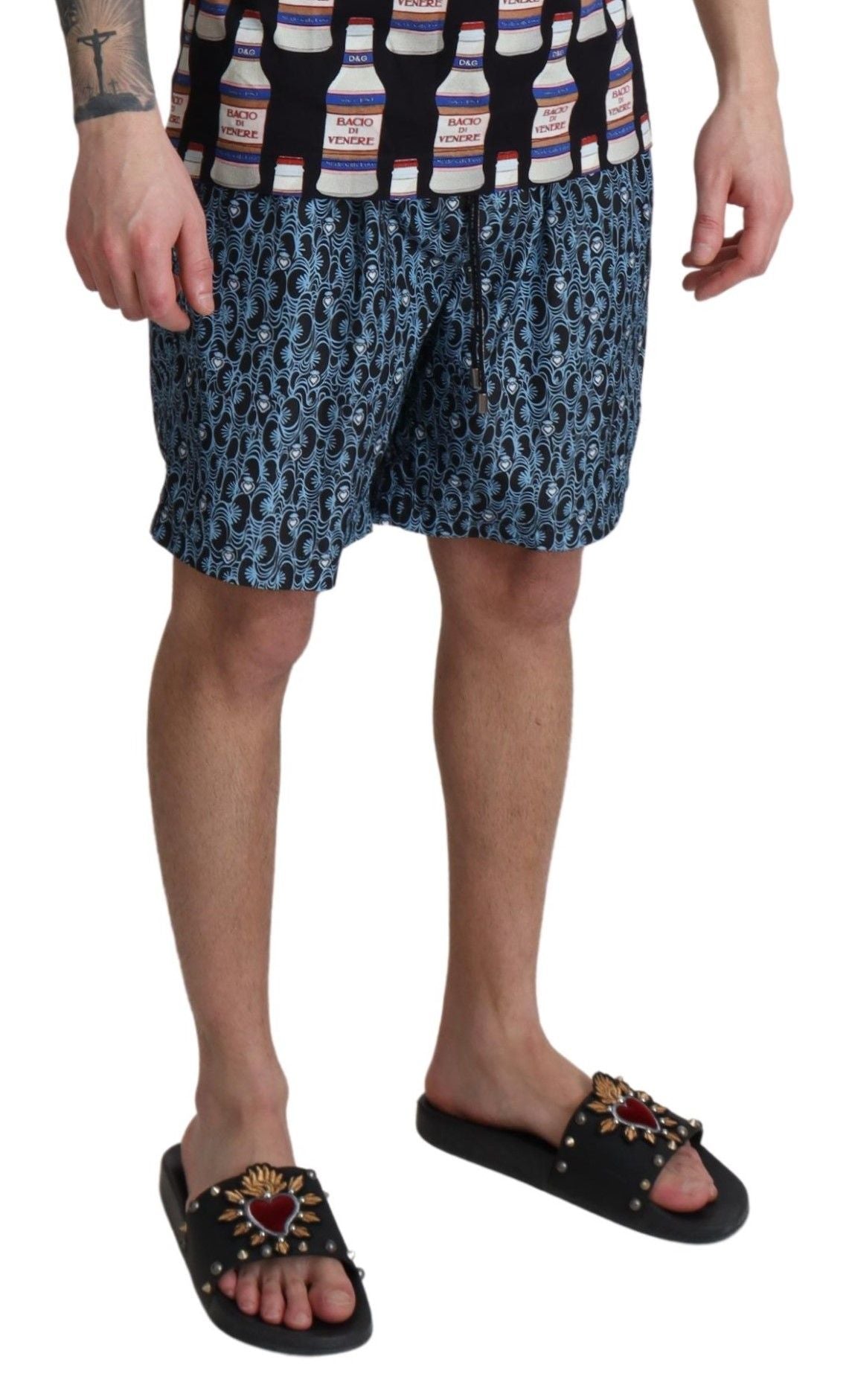 Dolce & Gabbana Chic Blue Drawstring Swim Trunks Dolce & Gabbana