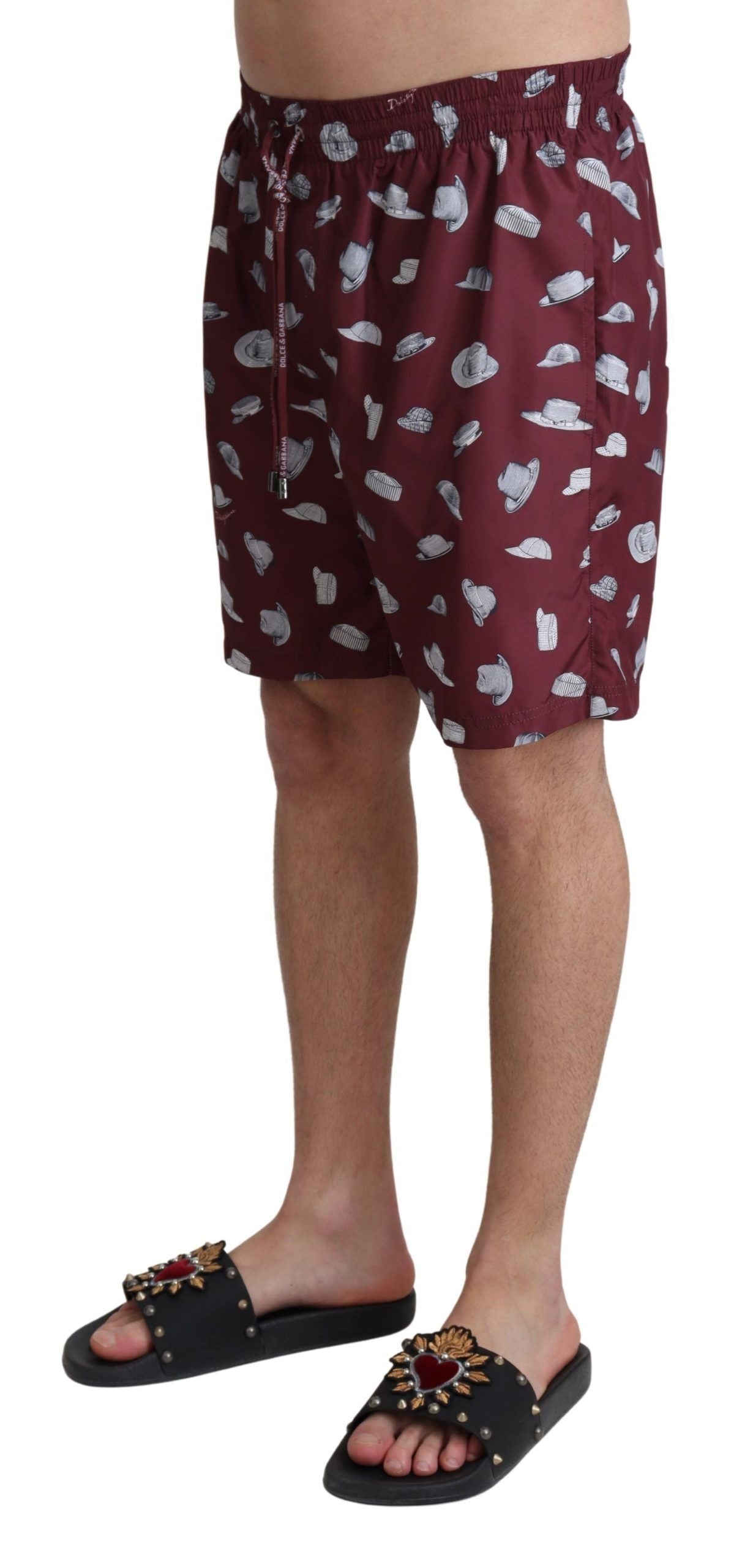 Dolce & Gabbana Elegant Maroon Beachwear Trunks Dolce & Gabbana