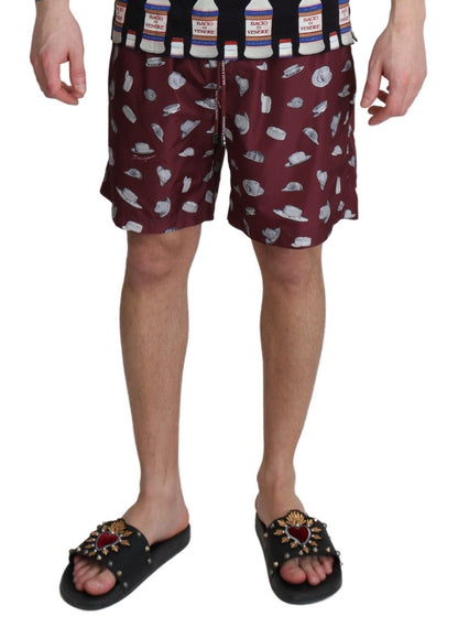 Dolce & Gabbana Elegant Maroon Beachwear Trunks Dolce & Gabbana