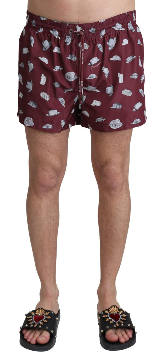 Dolce & Gabbana Maroon Elegance Men's Swimming Trunks Dolce & Gabbana