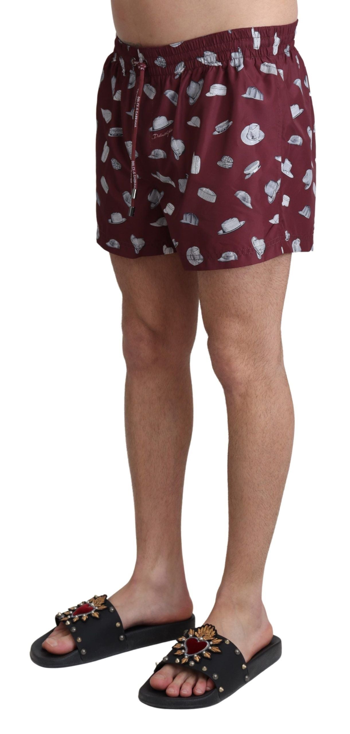 Dolce & Gabbana Maroon Elegance Men's Swimming Trunks Dolce & Gabbana