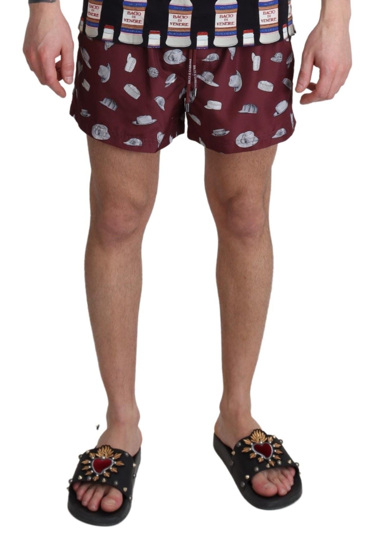 Dolce & Gabbana Maroon Elegance Men's Swimming Trunks Dolce & Gabbana