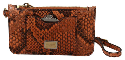 Dolce & Gabbana Elegant Python Patterned Leather Wristlet Dolce & Gabbana