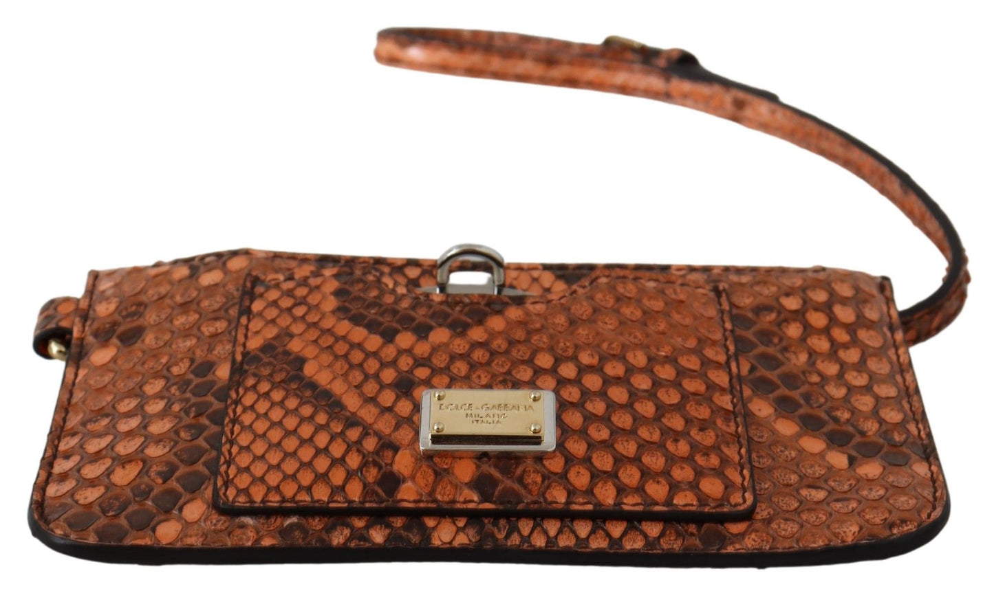 Dolce & Gabbana Elegant Python Patterned Leather Wristlet Dolce & Gabbana