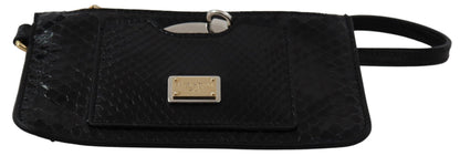 Dolce & Gabbana Elegant Python Pattern Leather Wristlet Wallet Dolce & Gabbana