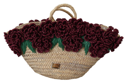 Dolce & Gabbana Chic Floral Straw Tote Elegance Dolce & Gabbana