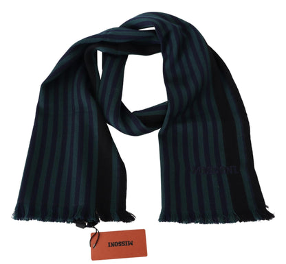 Missoni Elegant Multicolor Wool Scarf with Fringes Missoni