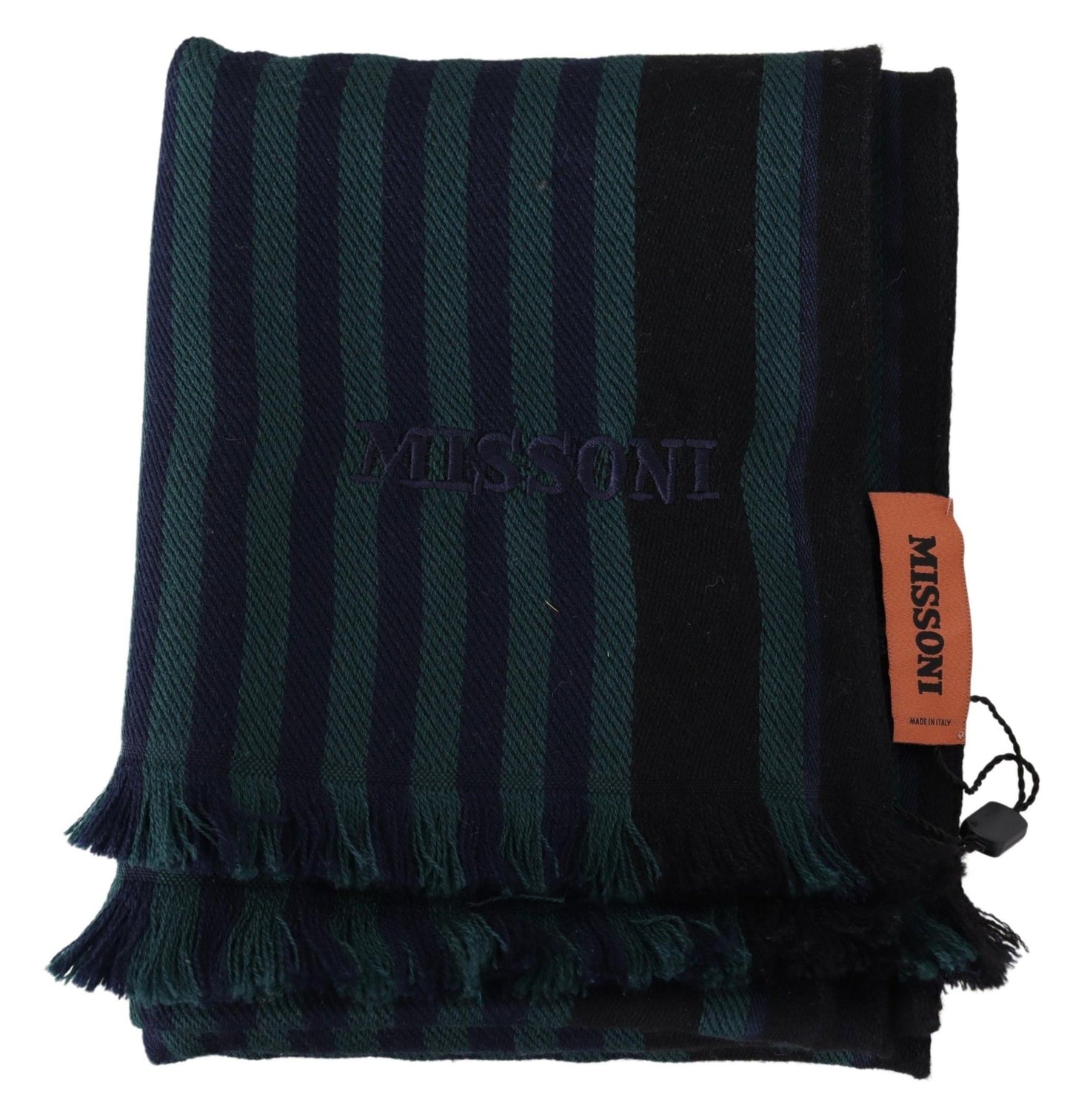 Missoni Elegant Multicolor Wool Scarf with Fringes Missoni