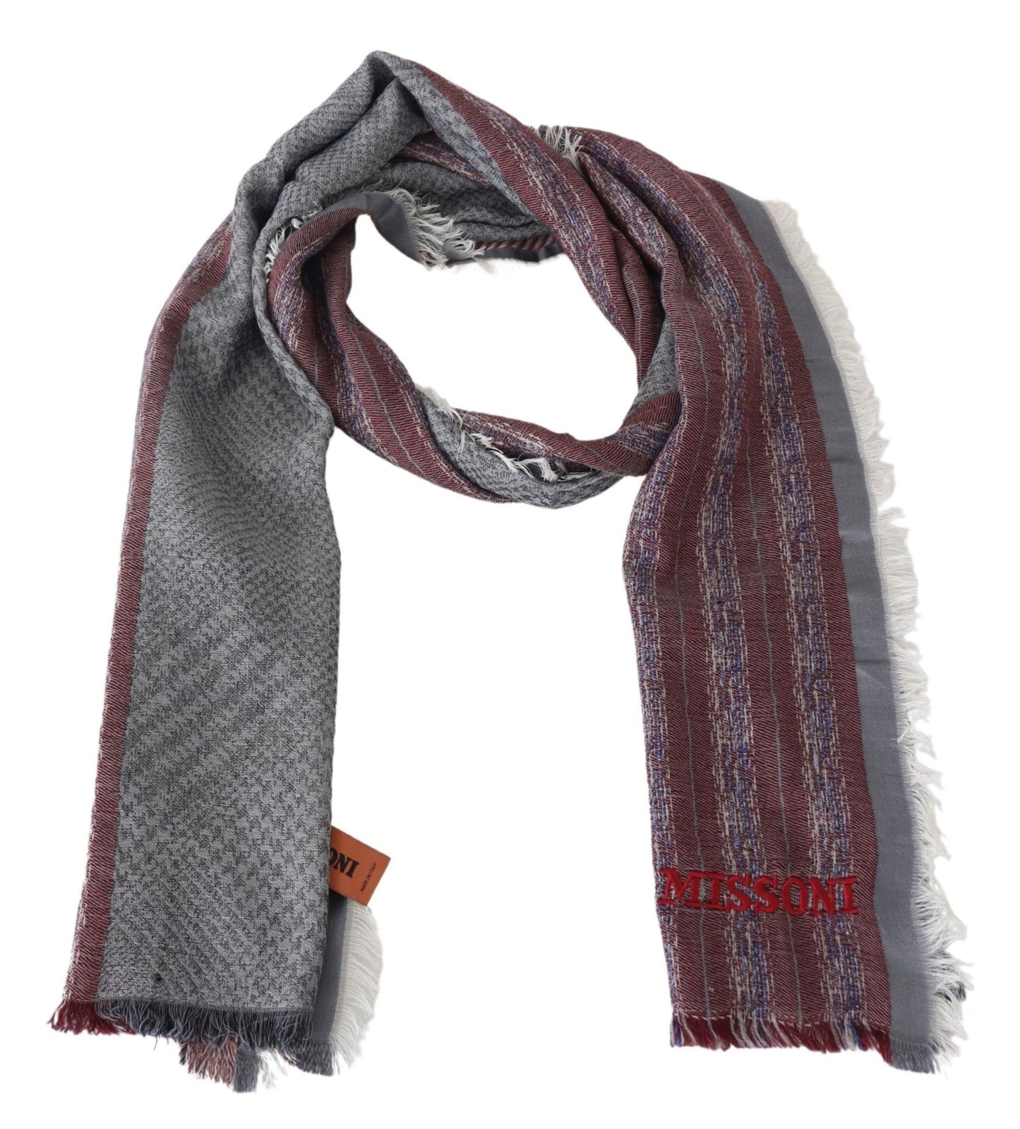 Missoni Elegant Wool Striped Logo Scarf Missoni