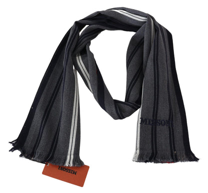 Missoni Elegant Multicolor Wool Scarf with Logo Embroidery Missoni