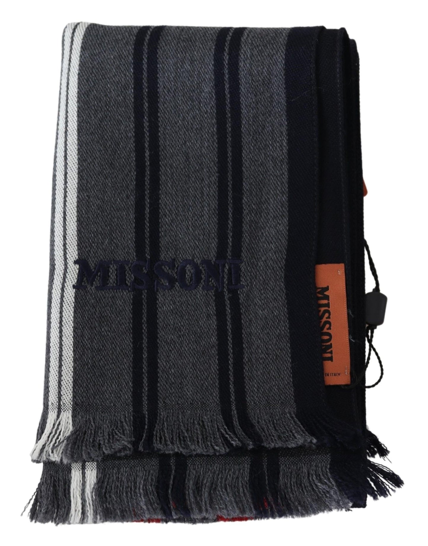 Missoni Elegant Multicolor Wool Scarf with Logo Embroidery Missoni