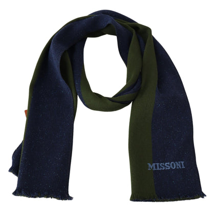 Missoni Authentic Wool Scarf with Stripes and Logo Embroidery Missoni