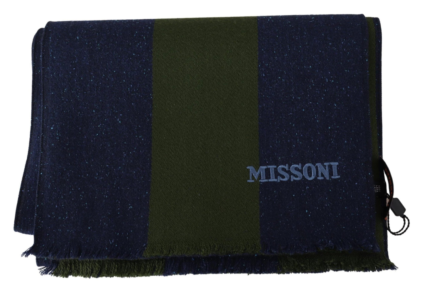 Missoni Authentic Wool Scarf with Stripes and Logo Embroidery Missoni