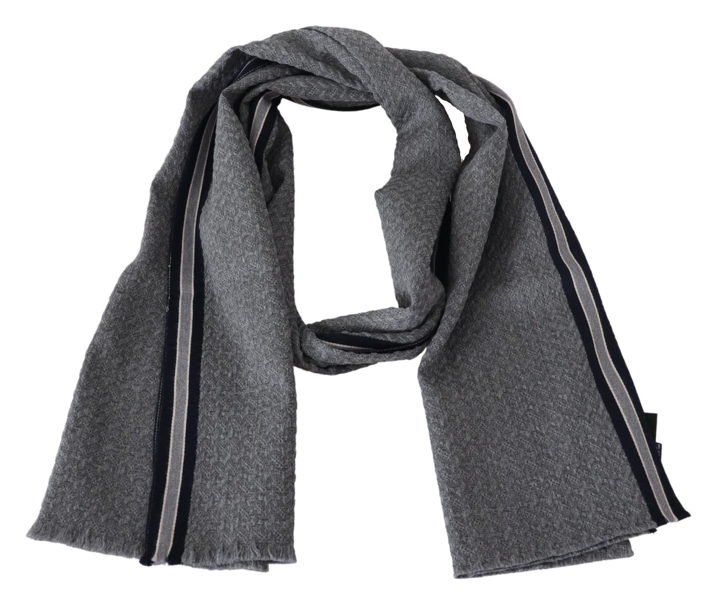 Missoni Elegant Gray Wool Scarf with Signature Stripes Missoni