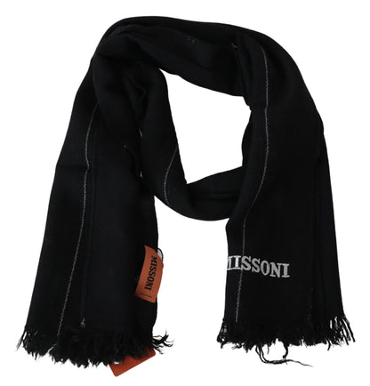 Missoni Elegant Black Wool Scarf with Logo Embroidery Missoni