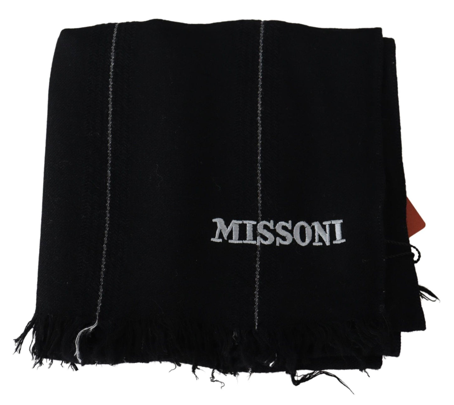 Missoni Elegant Black Wool Scarf with Logo Embroidery Missoni