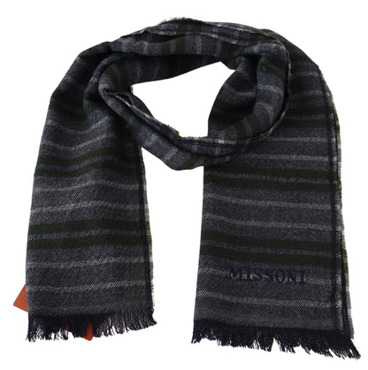 Missoni Chic Striped Wool Scarf with Logo Embroidery Missoni