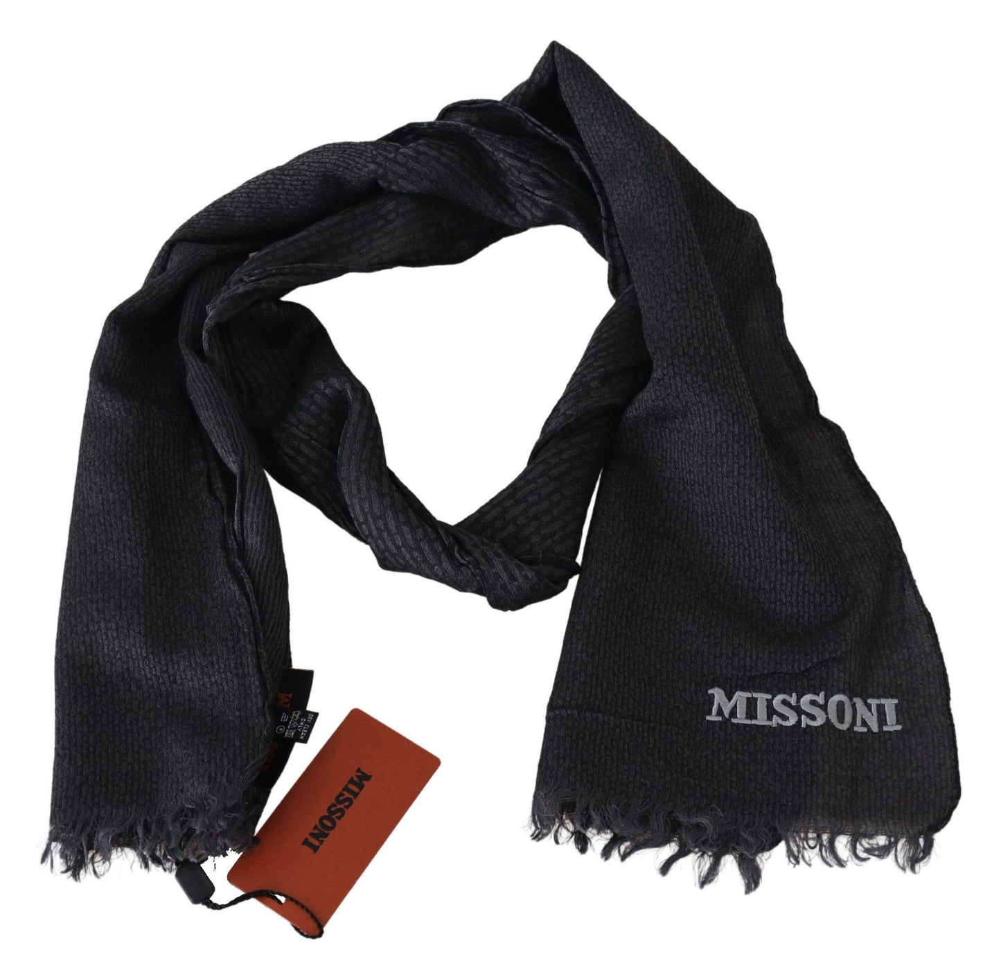 Missoni Elegant Black Wool Fringed Scarf Missoni