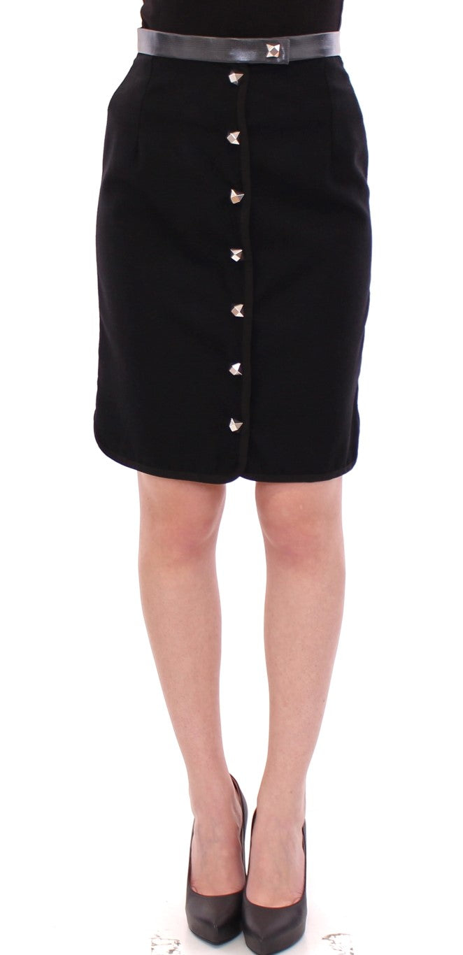 Corrado De Biase Elegant Black Wool-Cotton Blend Skirt Corrado De Biase