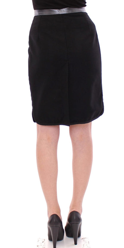 Corrado De Biase Elegant Black Wool-Cotton Blend Skirt Corrado De Biase