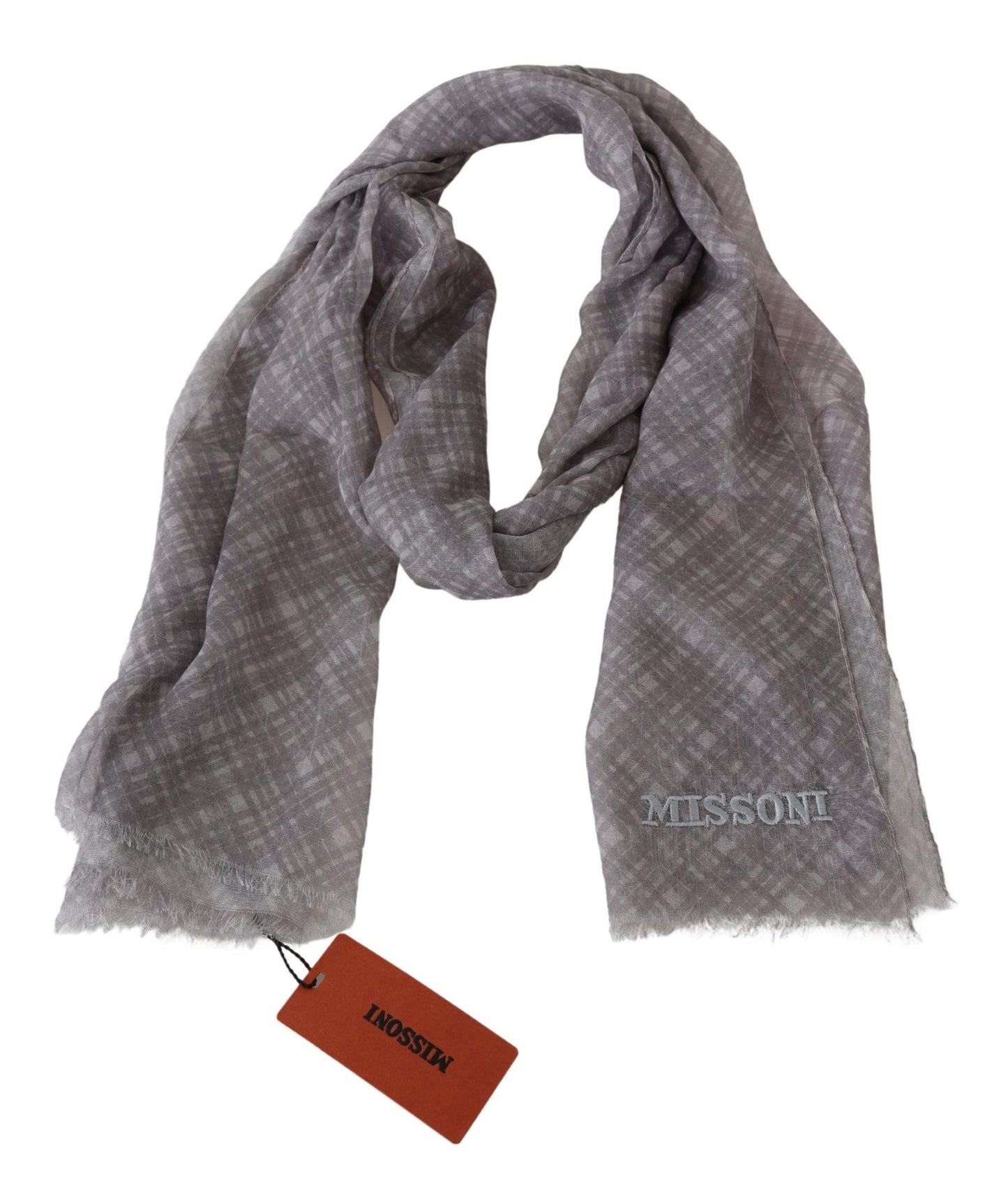 Missoni Elegant Wool Silk Blend Plaid Scarf Missoni