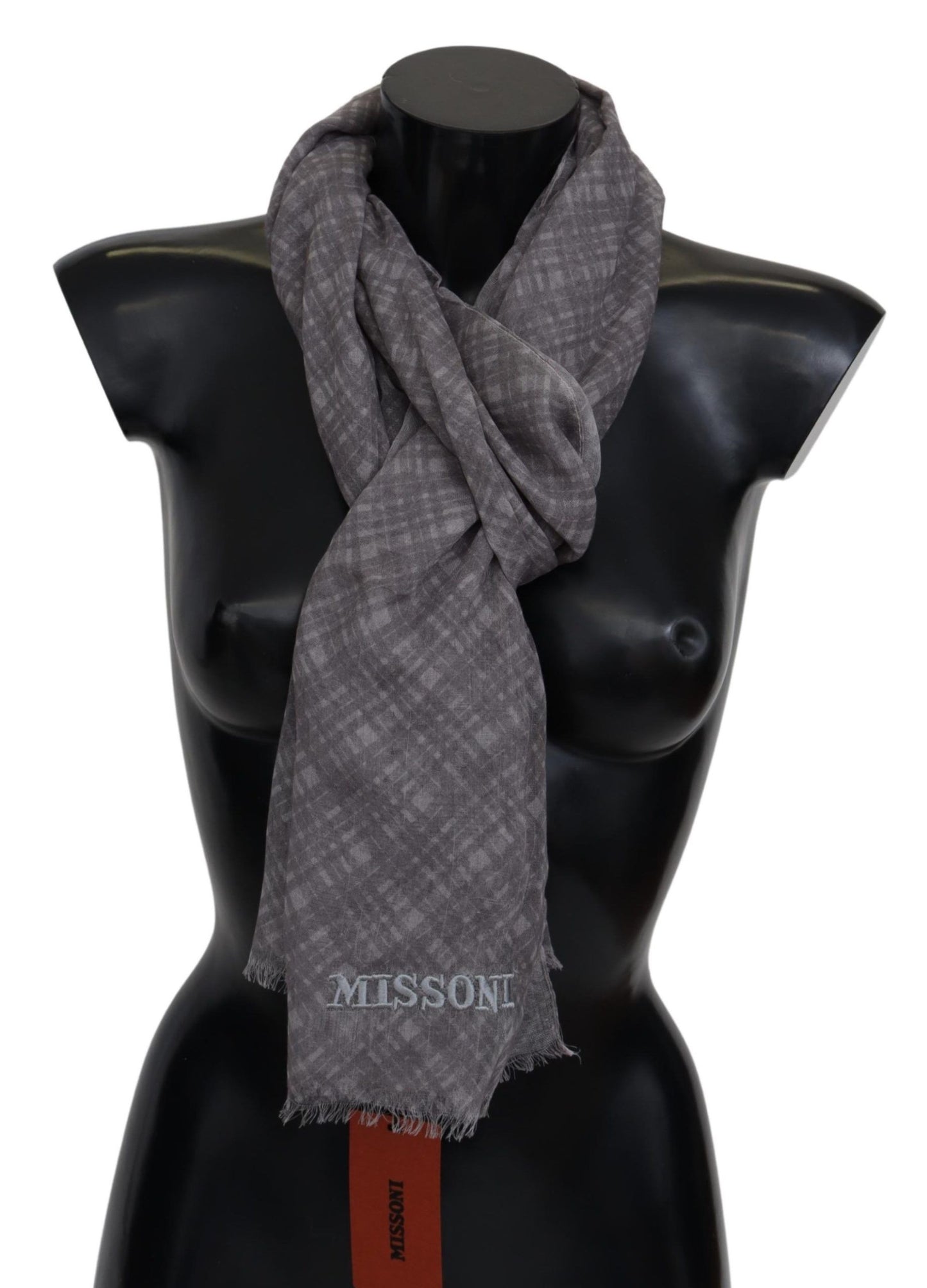 Missoni Elegant Wool Silk Blend Plaid Scarf Missoni