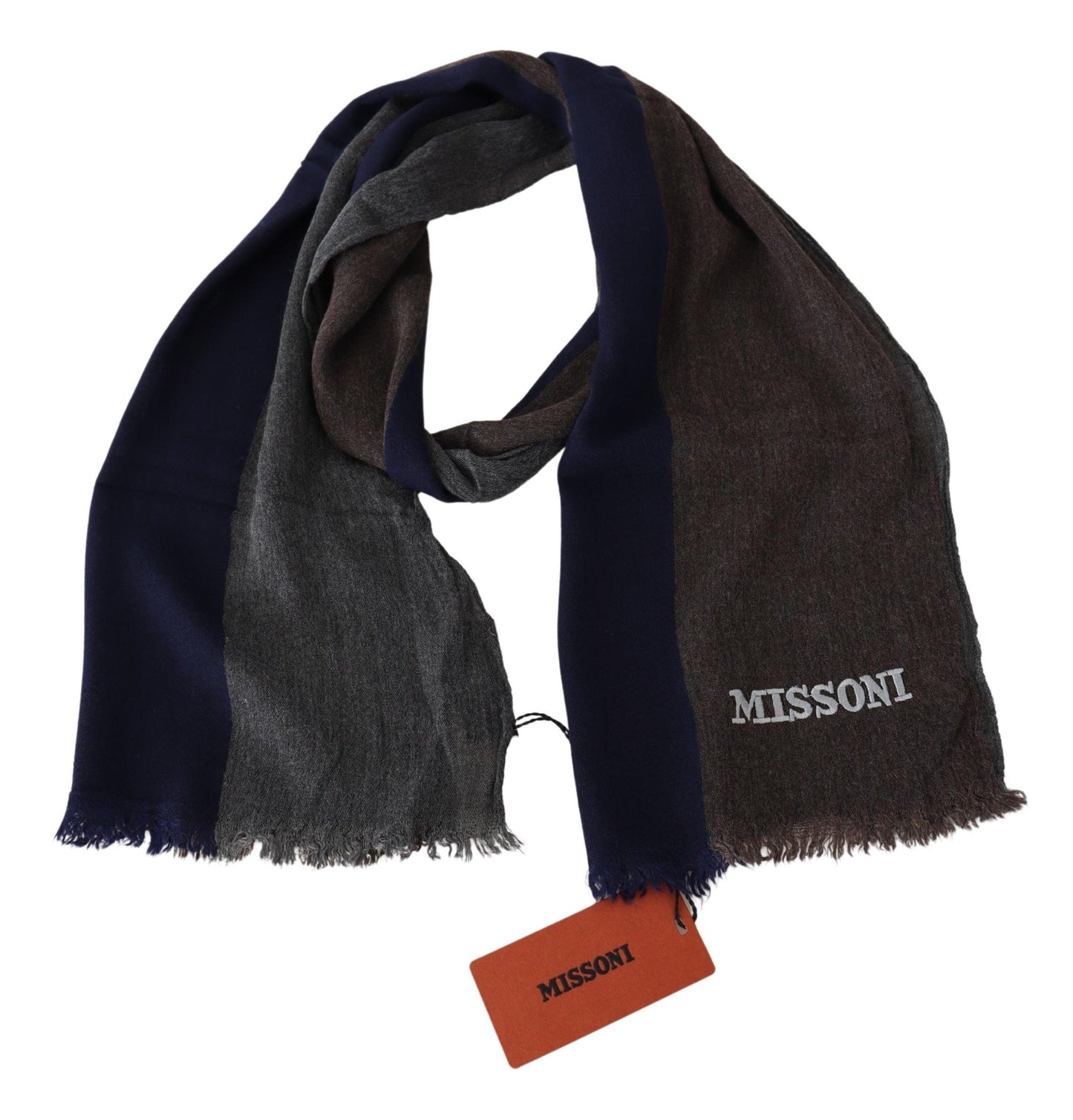 Missoni Elegant Multicolor Wool Scarf with Signature Embroidery Missoni