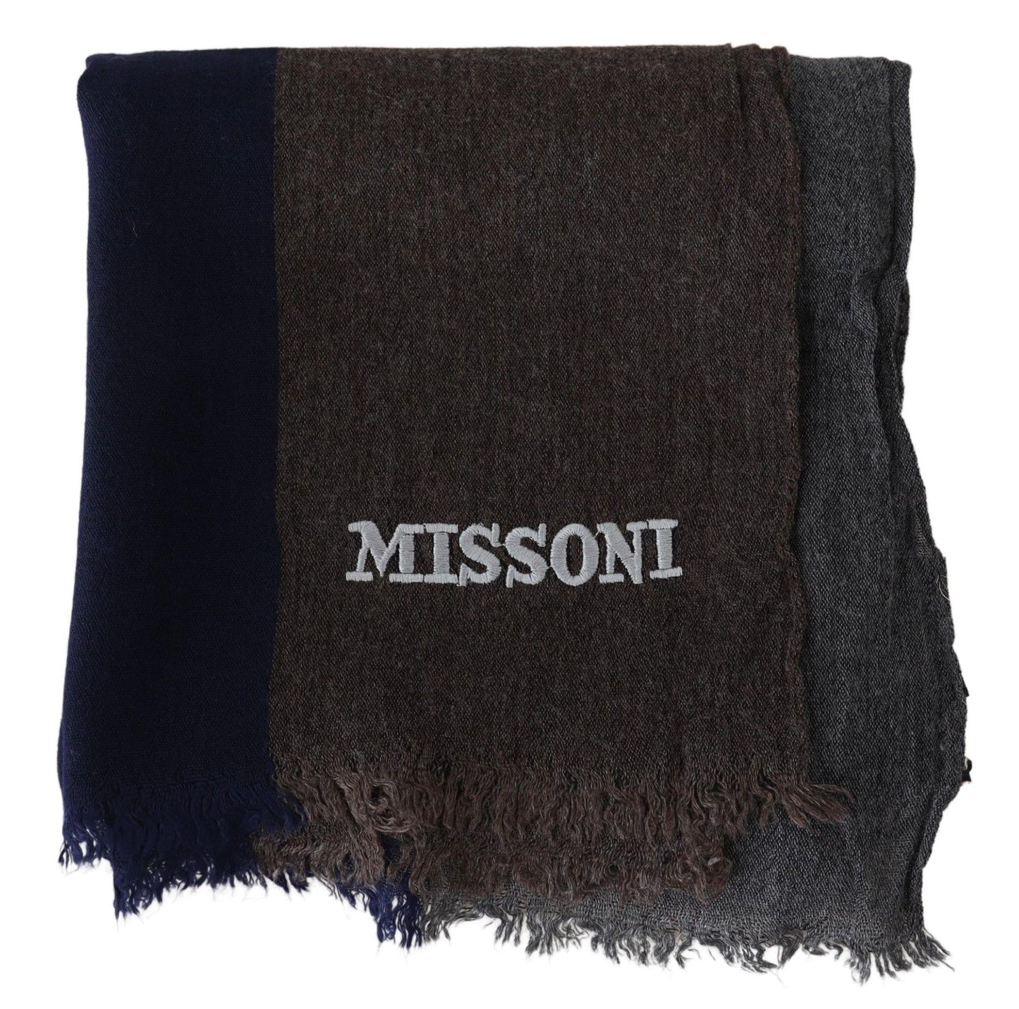 Missoni Elegant Multicolor Wool Scarf with Signature Embroidery Missoni