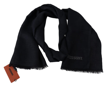 Missoni Elegant Unisex Wool Scarf with Fringes and Logo Missoni