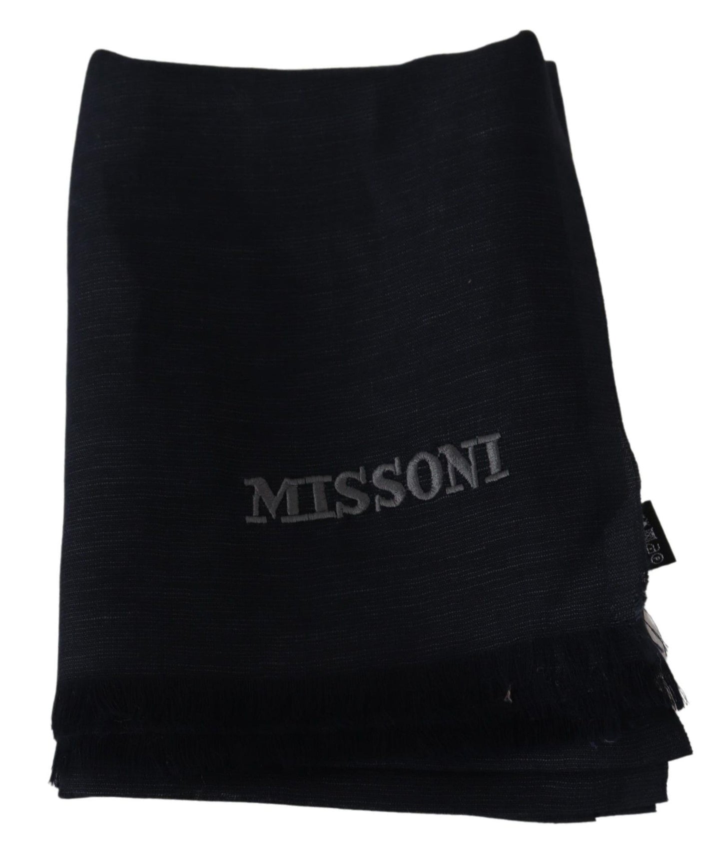 Missoni Elegant Unisex Wool Scarf with Fringes and Logo Missoni