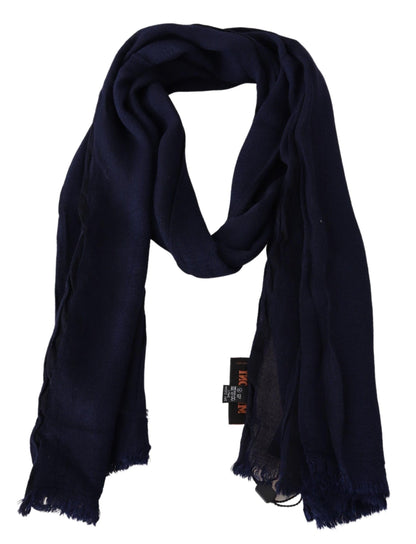 Missoni Elegant Blue Wool Scarf with Embroidered Logo Missoni