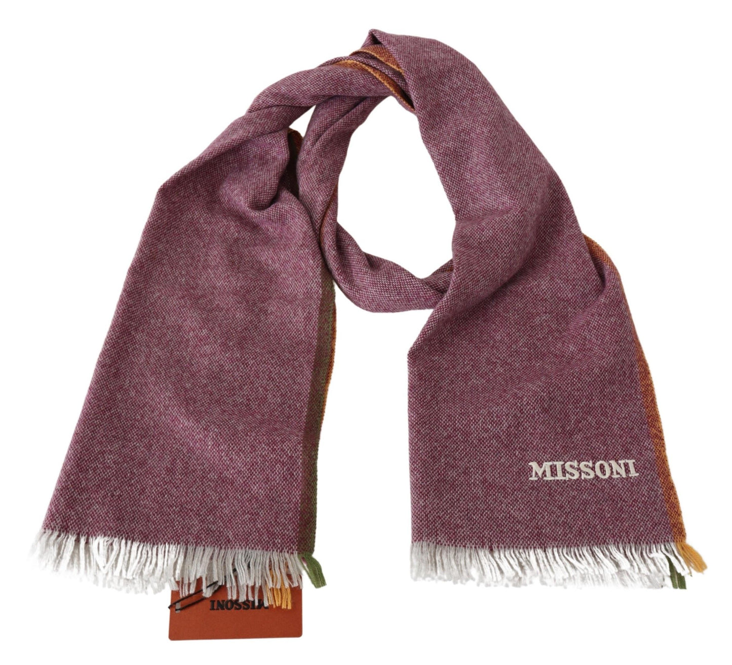 Missoni Chic Maroon Cashmere Scarf with Logo Embroidery Missoni