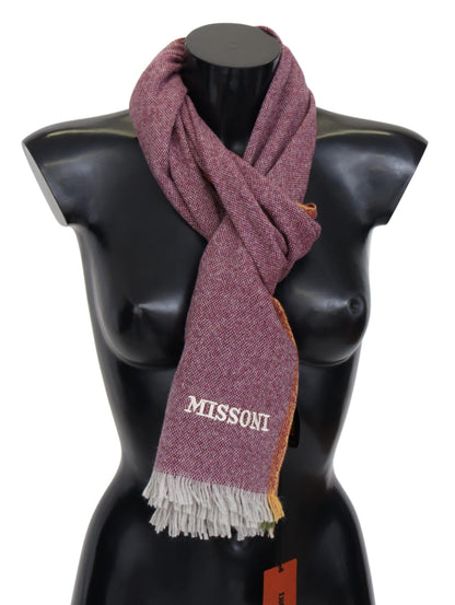 Missoni Chic Maroon Cashmere Scarf with Logo Embroidery Missoni