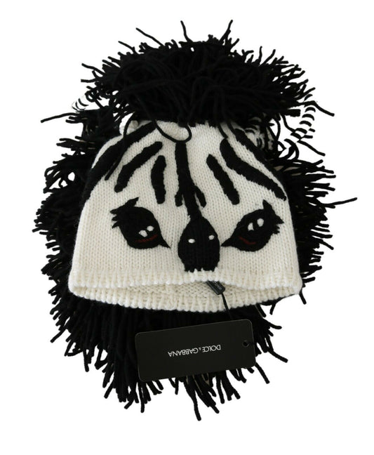 Dolce & Gabbana Black and White Knitted Cashmere Beanie Dolce & Gabbana