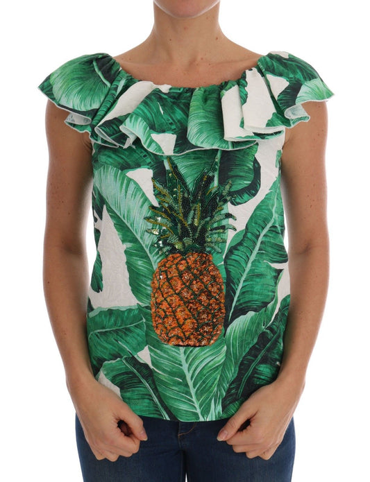 Dolce & Gabbana Elegant Sequined Pineapple Blouse Dolce & Gabbana