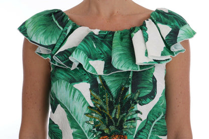 Dolce & Gabbana Elegant Sequined Pineapple Blouse Dolce & Gabbana