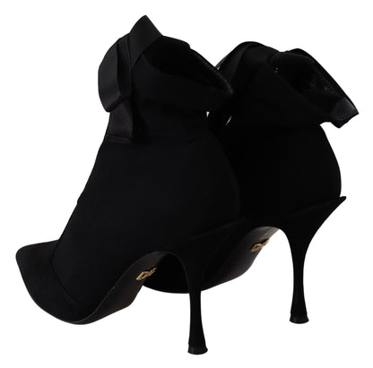 Dolce & Gabbana Elegant Black Ankle Heel Boots with Leather Sole Dolce & Gabbana