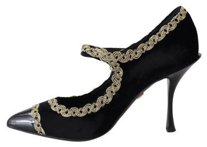 Dolce & Gabbana Elegant Velvet Patent Embroidered Pumps Dolce & Gabbana