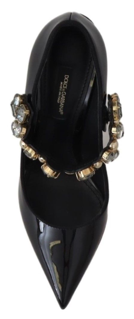 Dolce & Gabbana Elegant Black Leather Crystal Pumps Dolce & Gabbana