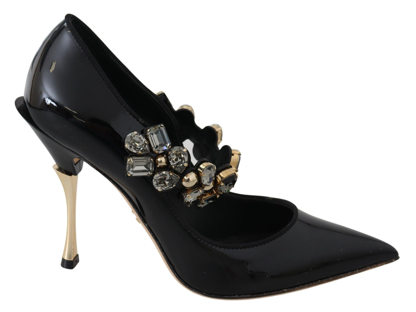 Dolce & Gabbana Elegant Black Leather Crystal Pumps Dolce & Gabbana