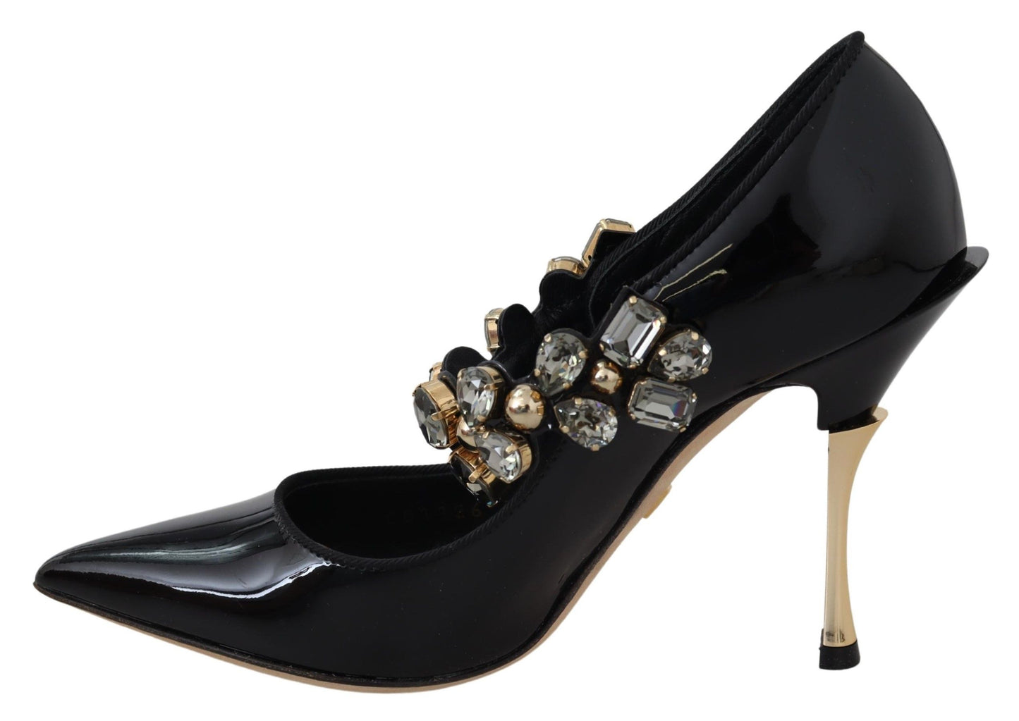 Dolce & Gabbana Elegant Black Leather Crystal Pumps Dolce & Gabbana