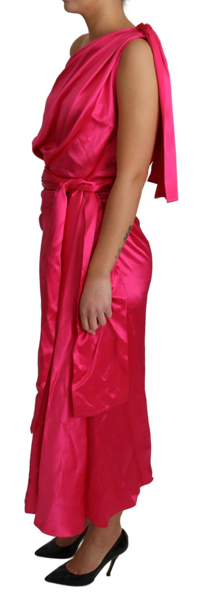 Dolce & Gabbana Elegant Fuchsia Silk One-Shoulder Wrap Dress Dolce & Gabbana