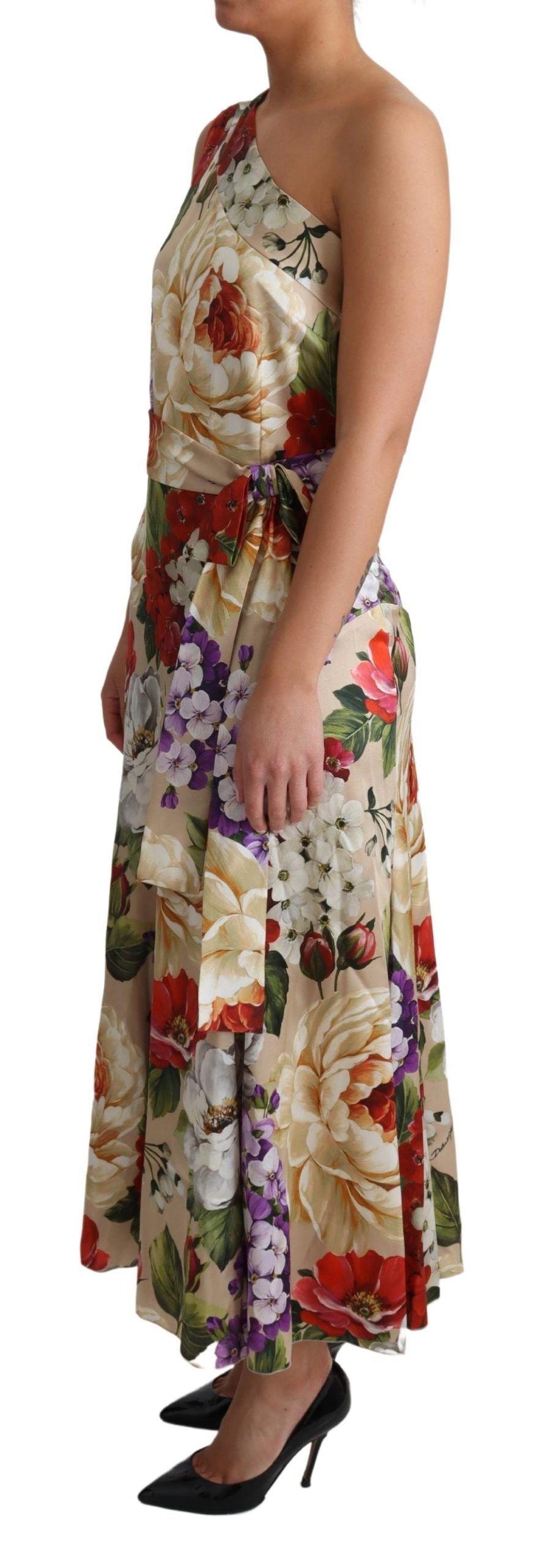 Dolce & Gabbana Elegant One-Shoulder Floral Silk Maxi Dress Dolce & Gabbana