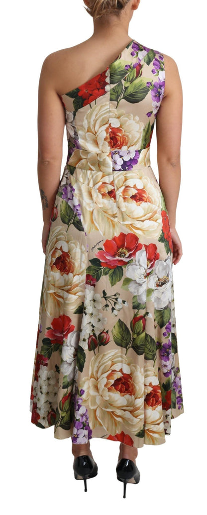 Dolce & Gabbana Elegant One-Shoulder Floral Silk Maxi Dress Dolce & Gabbana