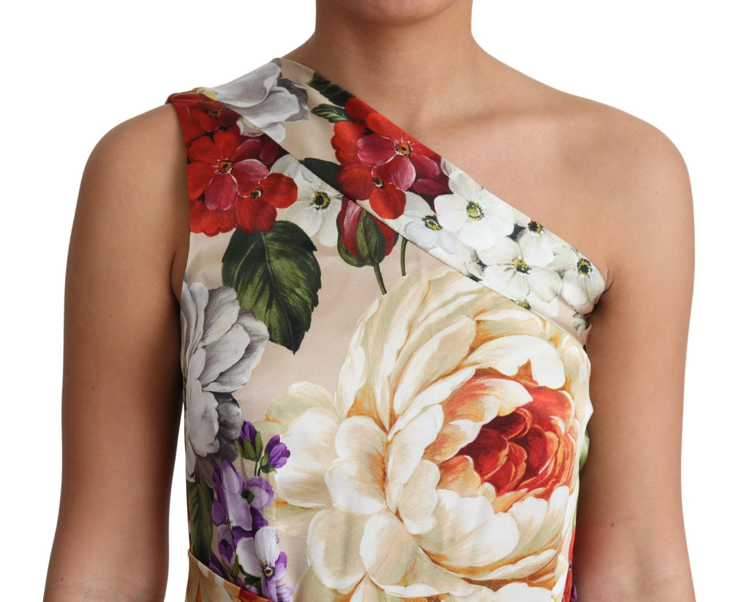 Dolce & Gabbana Elegant One-Shoulder Floral Silk Maxi Dress Dolce & Gabbana