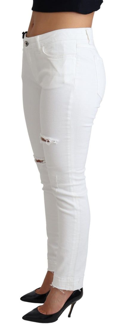 Dolce & Gabbana Chic White Mid Waist Designer Jeans Dolce & Gabbana