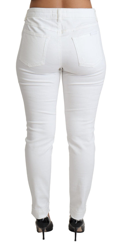 Dolce & Gabbana Chic White Mid Waist Designer Jeans Dolce & Gabbana