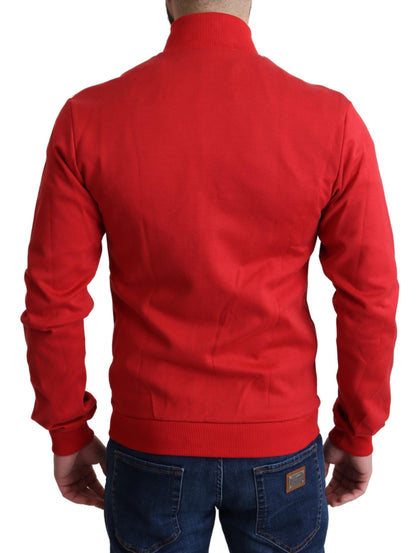 Dolce & Gabbana Chic Red Turtle Neck Zip Cardigan Sweater Dolce & Gabbana