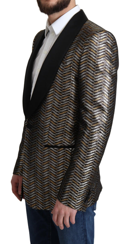 Dolce & Gabbana Elegant Metallic Jacquard Slim Blazer Jacket Dolce & Gabbana